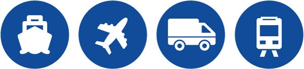 Sea freight, air freight, road transport and rail